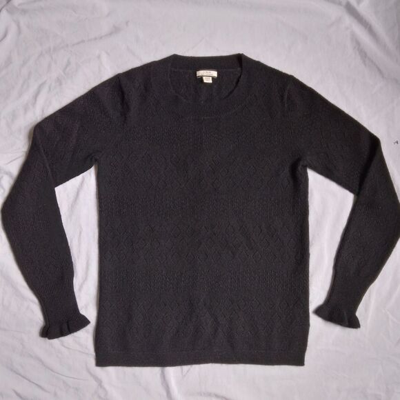 J.Crew Cashmere Sweater Pointelle Black Women's Size XXS - Picture 2 of 15